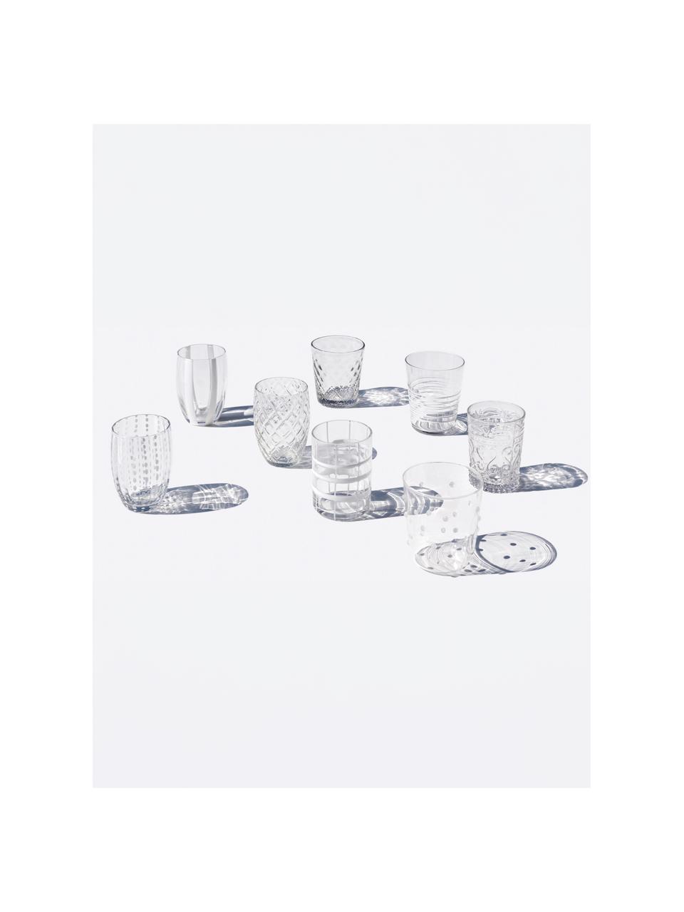 Handgefertigte Wassergläser Melting, 6er-Set, Glas, Weiß, transparent, Set mit verschiedenen Größen