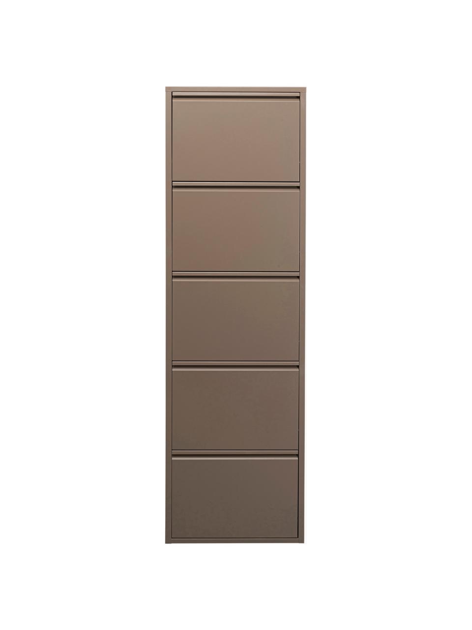 Wand-Schuhschrank Caruso mit Klappfächern, Stahl, pulverbeschichtet, Taupe, B 50 x H 170 cm