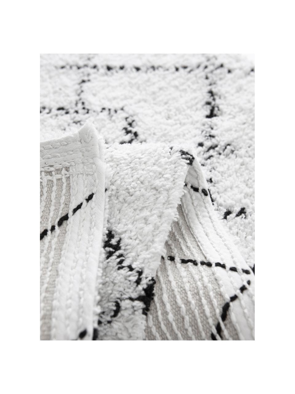 Tapis de bain monochrome Paola, Blanc, noir