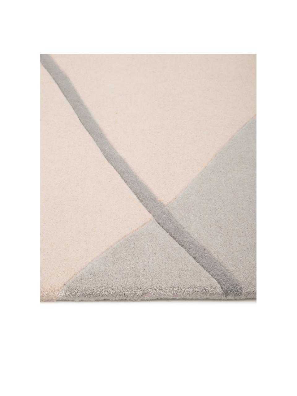 Handgetuft wollen vloerkleed Luke met abstract patroon, Bovenzijde: 100% wol, Onderzijde: 100% katoen Bij wollen vl, Beige, grijs, abrikooskleurig, B 200 x L 300 cm (maat L)