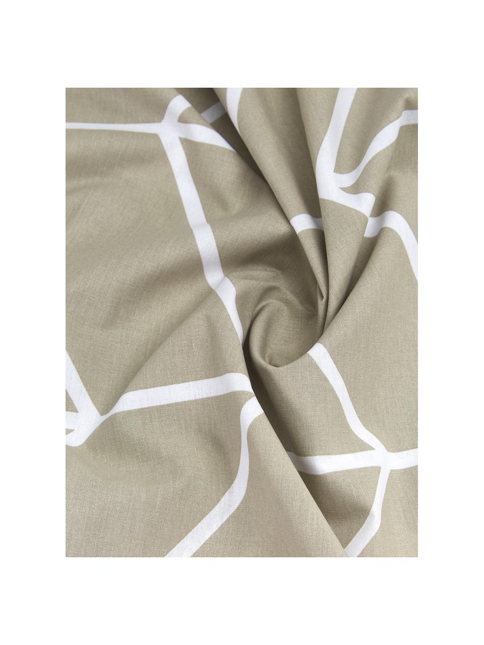 Bavlněný povlak na polštář s grafickým vzorem Mirja, 2 ks, Šedobéžová, krémově bílá