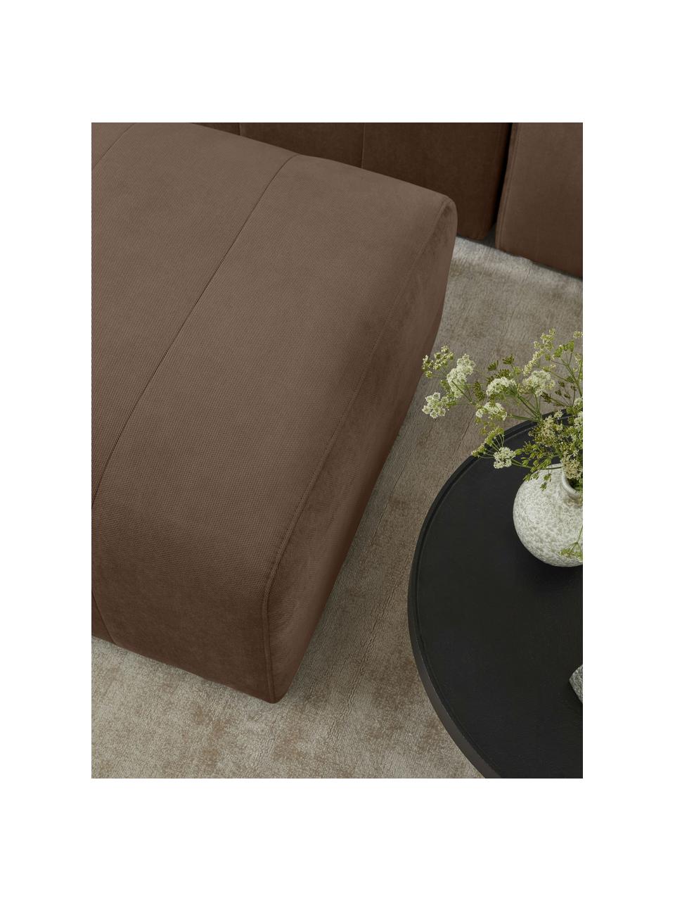 Canapé modulable 3 places brun foncé avec pouf Lena, Tissu brun foncé, larg. 209 x prof. 181 cm