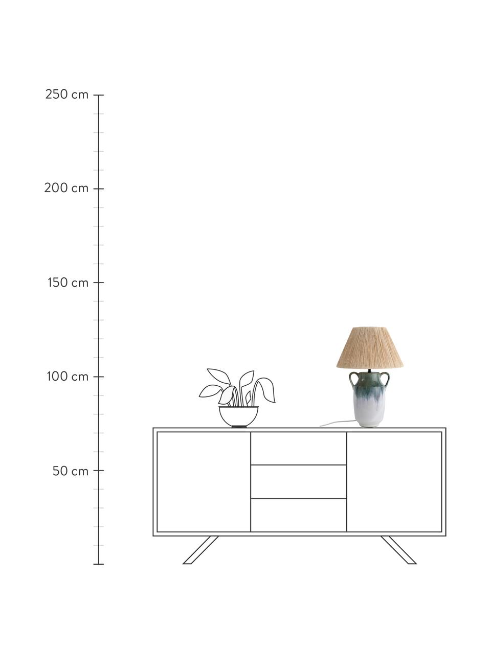 Lámpara de mesa papel y cerámica Azara, Pantalla: papel, Cable: cubierto en tela, Beige, verde, Ø 36 x H 54 cm