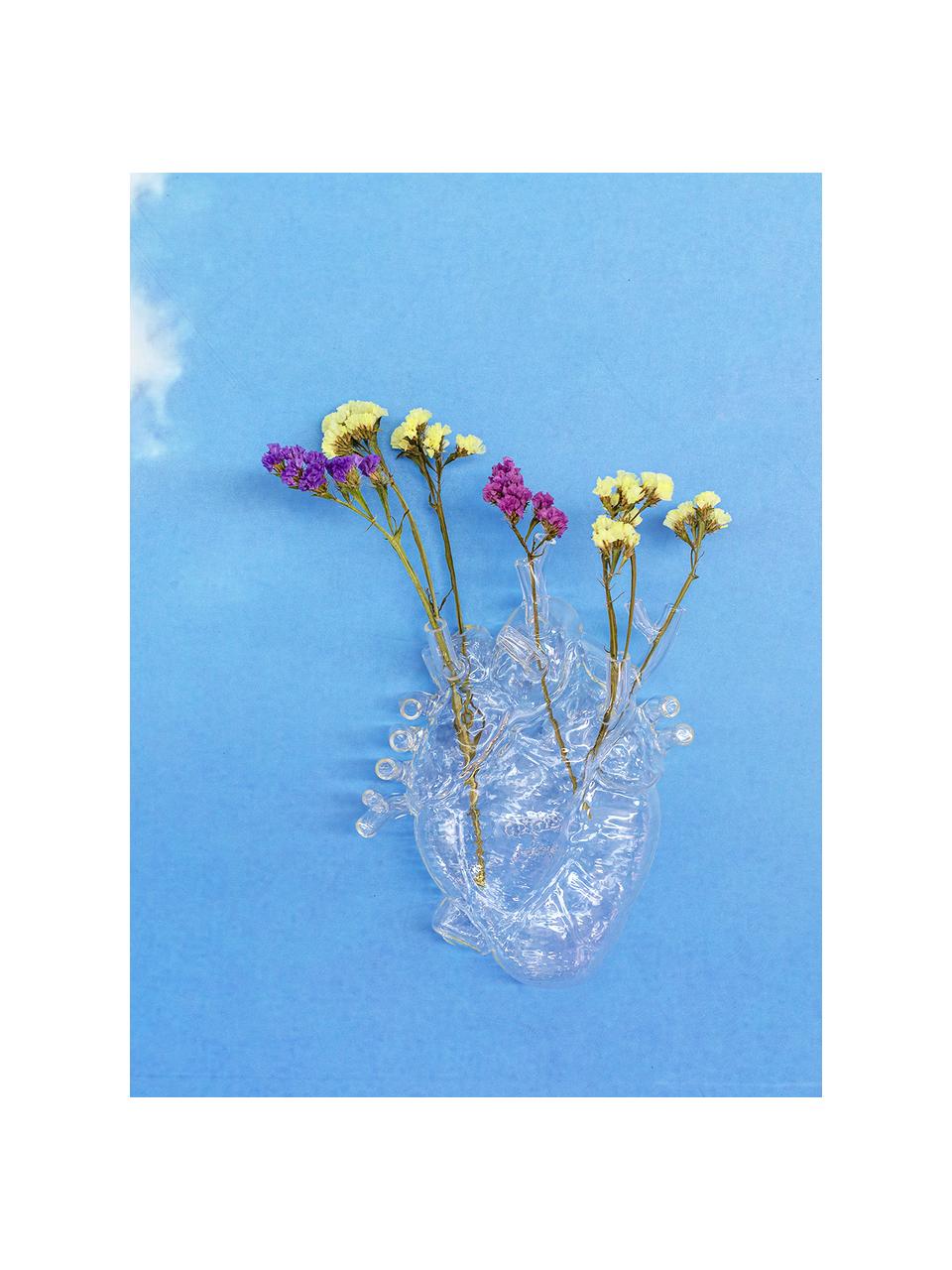 Design vaas Love in Bloom van glas, H 24 cm, Glas, Transparant, B 17 x H 24 cm