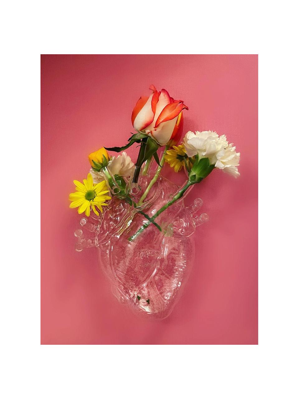 Vaso di design in vetro Love in Bloom, alt. 24 cm, Vetro, Trasparente, Larg. 17 x Alt. 24 cm