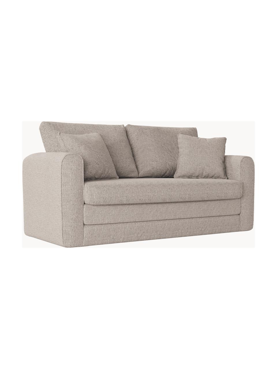 Sofa rozkładana Lido (2-osobowa), Tapicerka: poliester imitujący len D, Nogi: tworzywo sztuczne, Jasnoszara tkanina, S 158 x G 69 cm