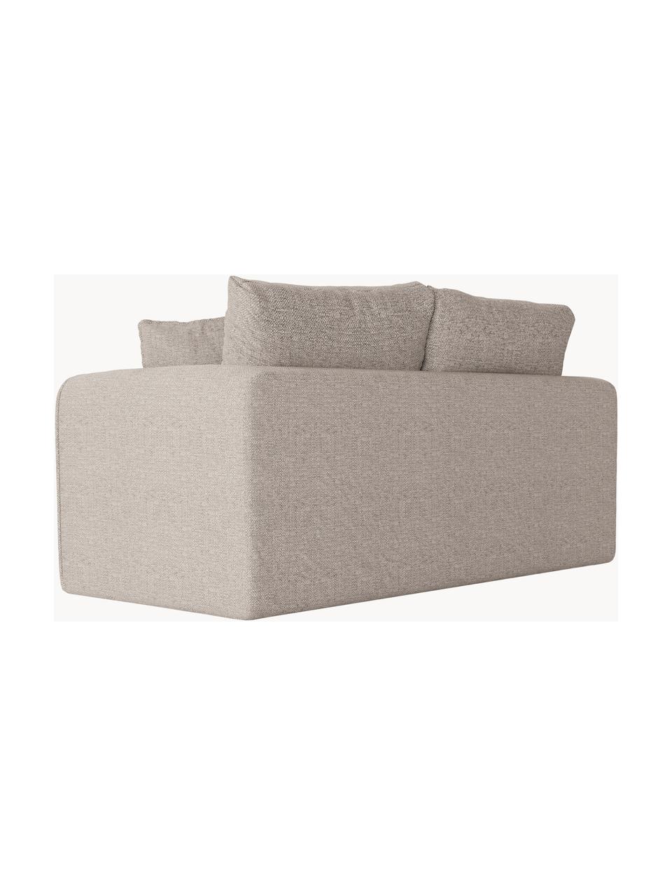 Sofa rozkładana Lido (2-osobowa), Tapicerka: poliester imitujący len D, Nogi: tworzywo sztuczne, Jasnoszara tkanina, S 158 x G 69 cm