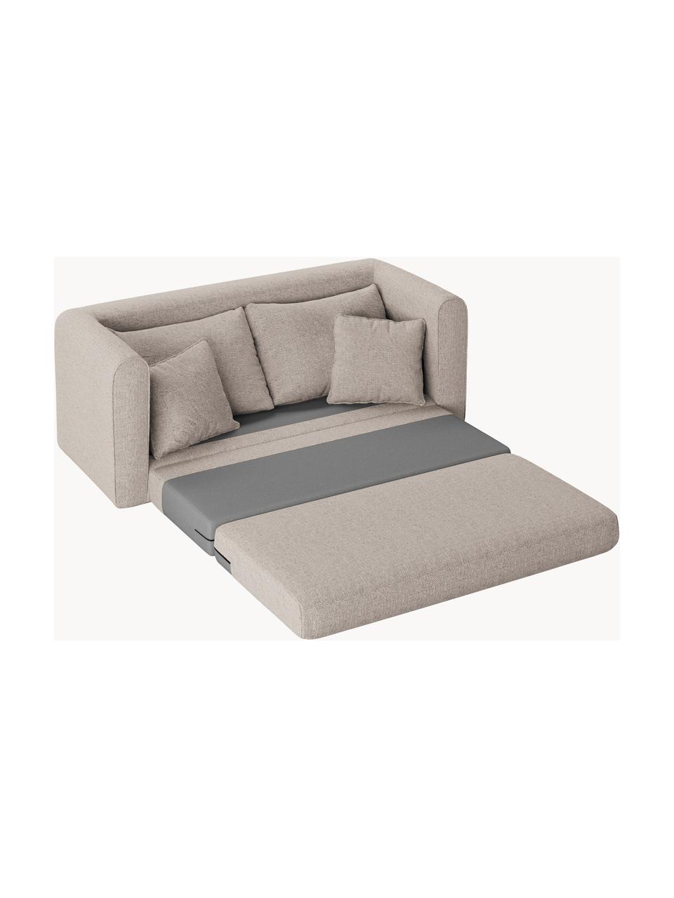 Sofa rozkładana Lido (2-osobowa), Tapicerka: poliester imitujący len D, Nogi: tworzywo sztuczne, Jasnoszara tkanina, S 158 x G 69 cm