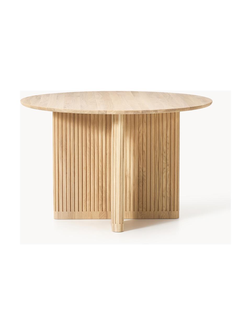 Table ronde en chêne Jolka, Ø 120 cm, Chêne laqué, Ø 120 cm