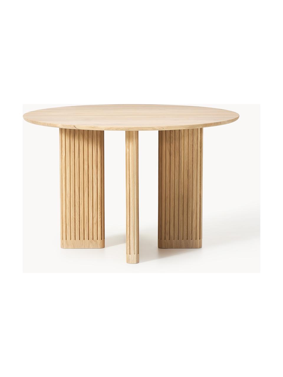 Table ronde en chêne Jolka, Ø 120 cm, Chêne laqué, Ø 120 cm