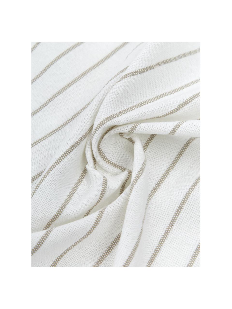Lekki koc bawełniany z frędzlami Monica, 100% bawełna, Beżowy, biały, S 125 x D 150 cm