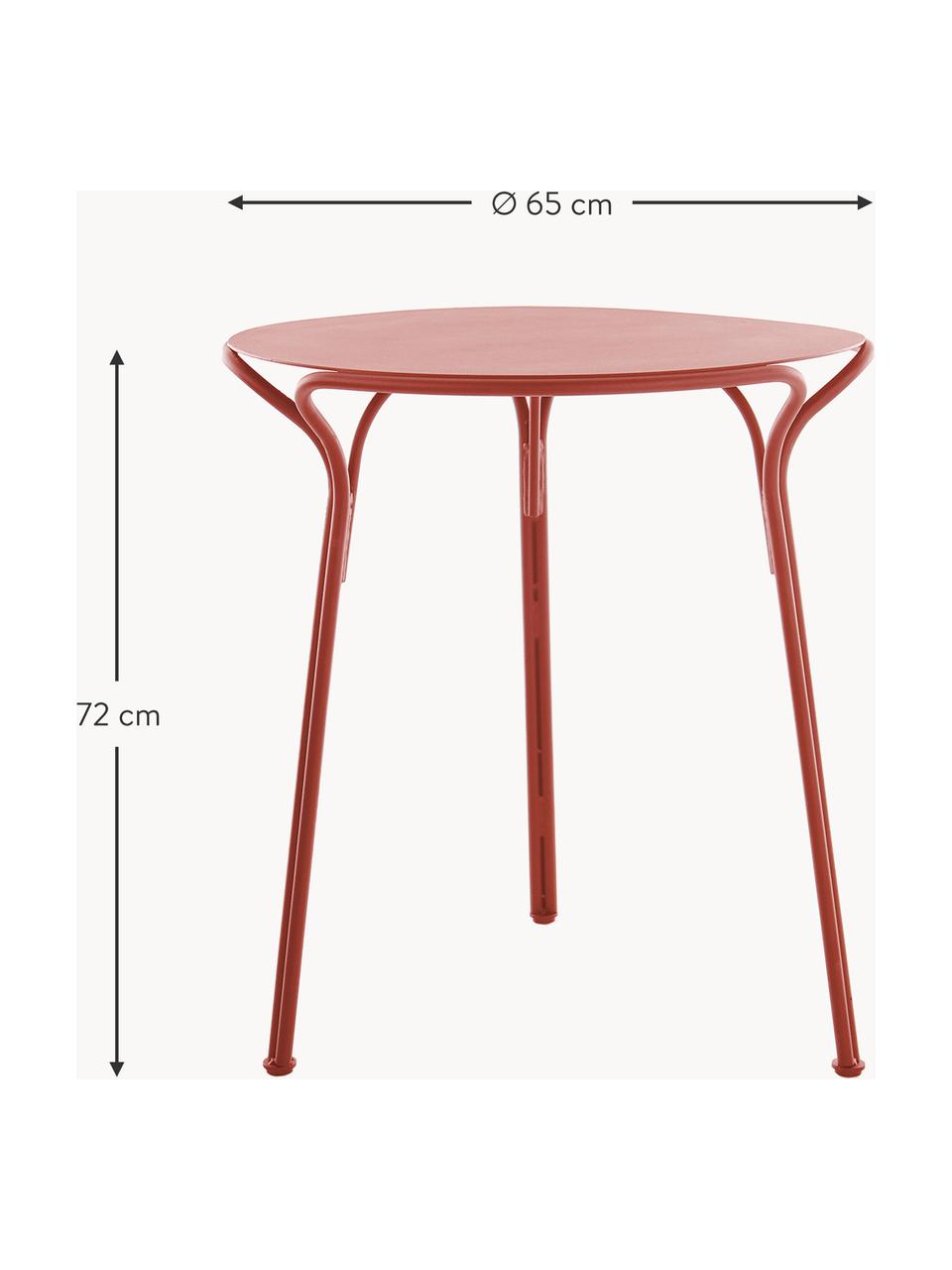 Table de jardin ronde Hiray, Ø 65 cm, Acier galvanisé, laqué, Rouge, Ø 65 x haut. 72 cm