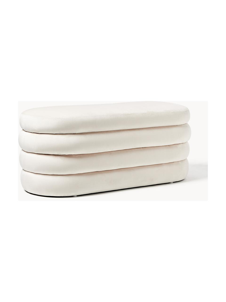 Banquette XL en velours avec rangement Alto, Velours blanc cassé, prof. 113 x haut. 47 cm