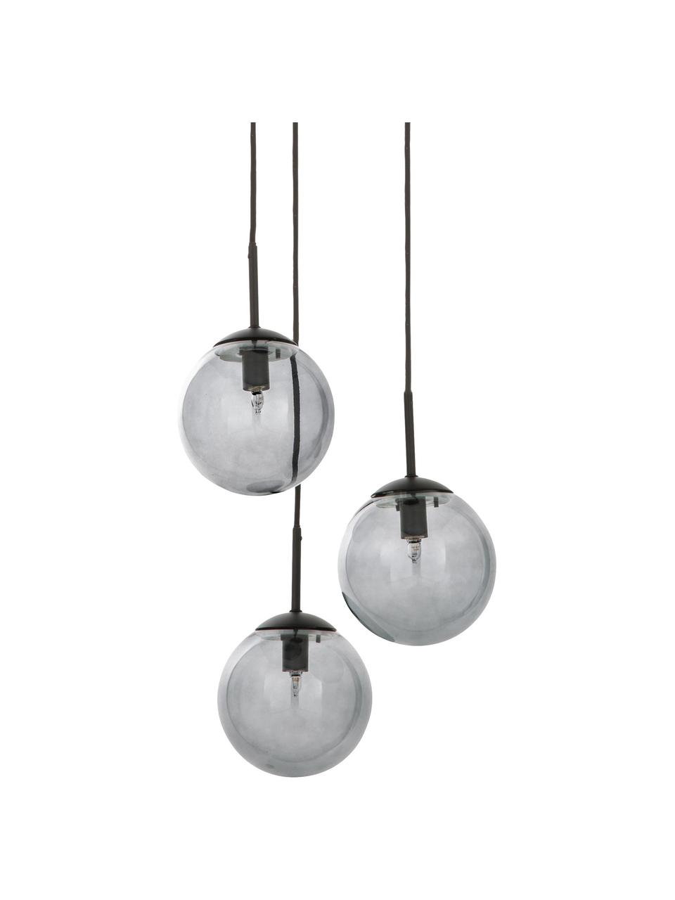 Lámpara de techo cluster Edie, Anclaje: metal con pintura en polv, Cable: cubierto en tela, Gris, negro, An 30 x F 30 cm