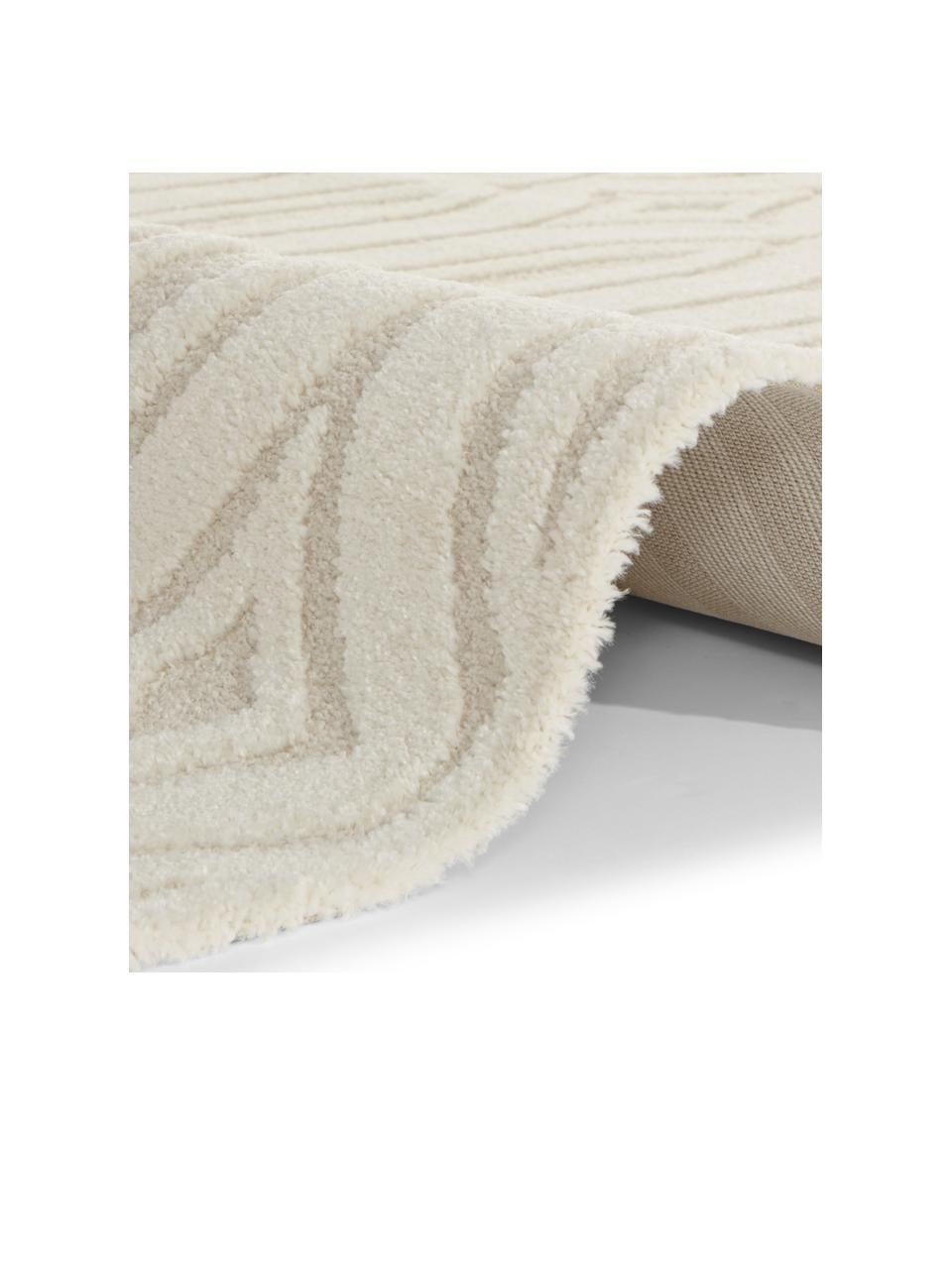 Rechteckiger Kurzflor-Teppich Lantian mit Hoch-Tief-Effekt in Cremeweiß/Beige, 40% Polyester, 60% Polypropylen, Cremeweiß, Beige, B 80 x L 150 cm (Größe XS)