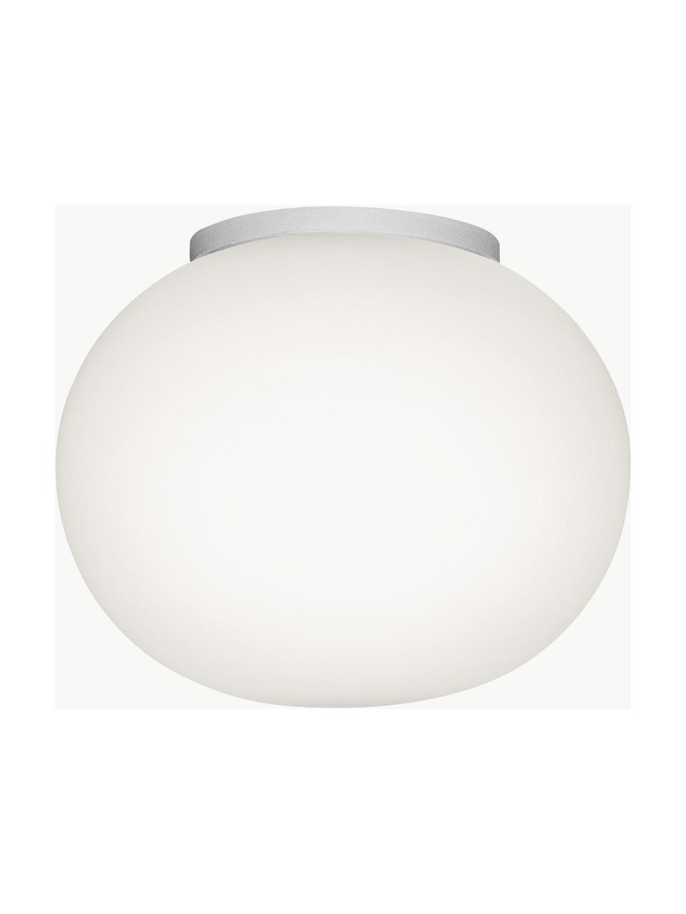 Plafón pequeño Glo-Ball, Pantalla: vidrio, Estructura: aluminio recubierto, Blanco, Ø 19 x Al 16 cm