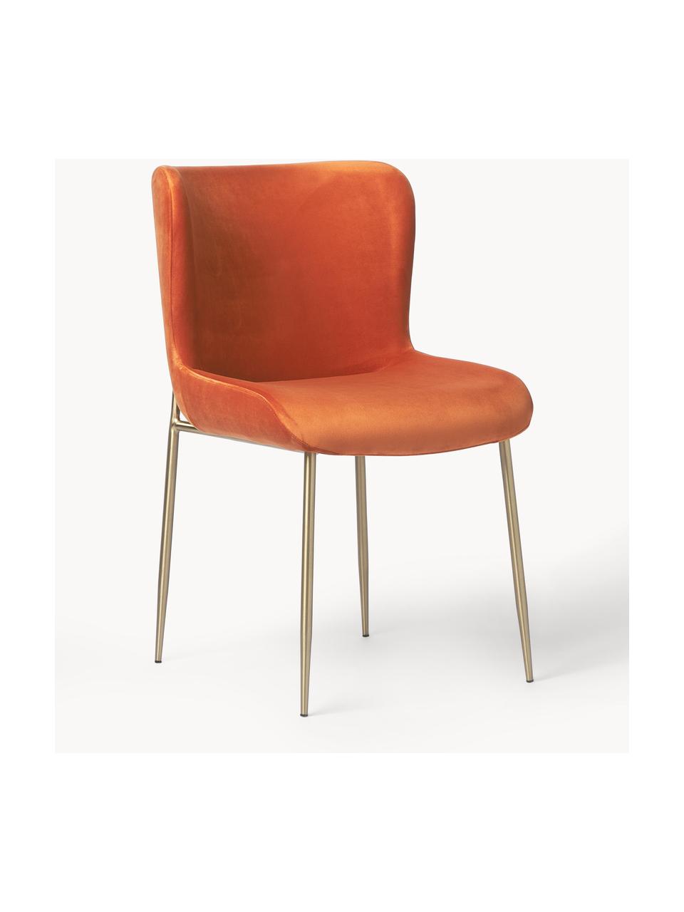 Sametová čalouněná židle Tess, Oranžová, zlatá, Š 49 cm, H 64 cm