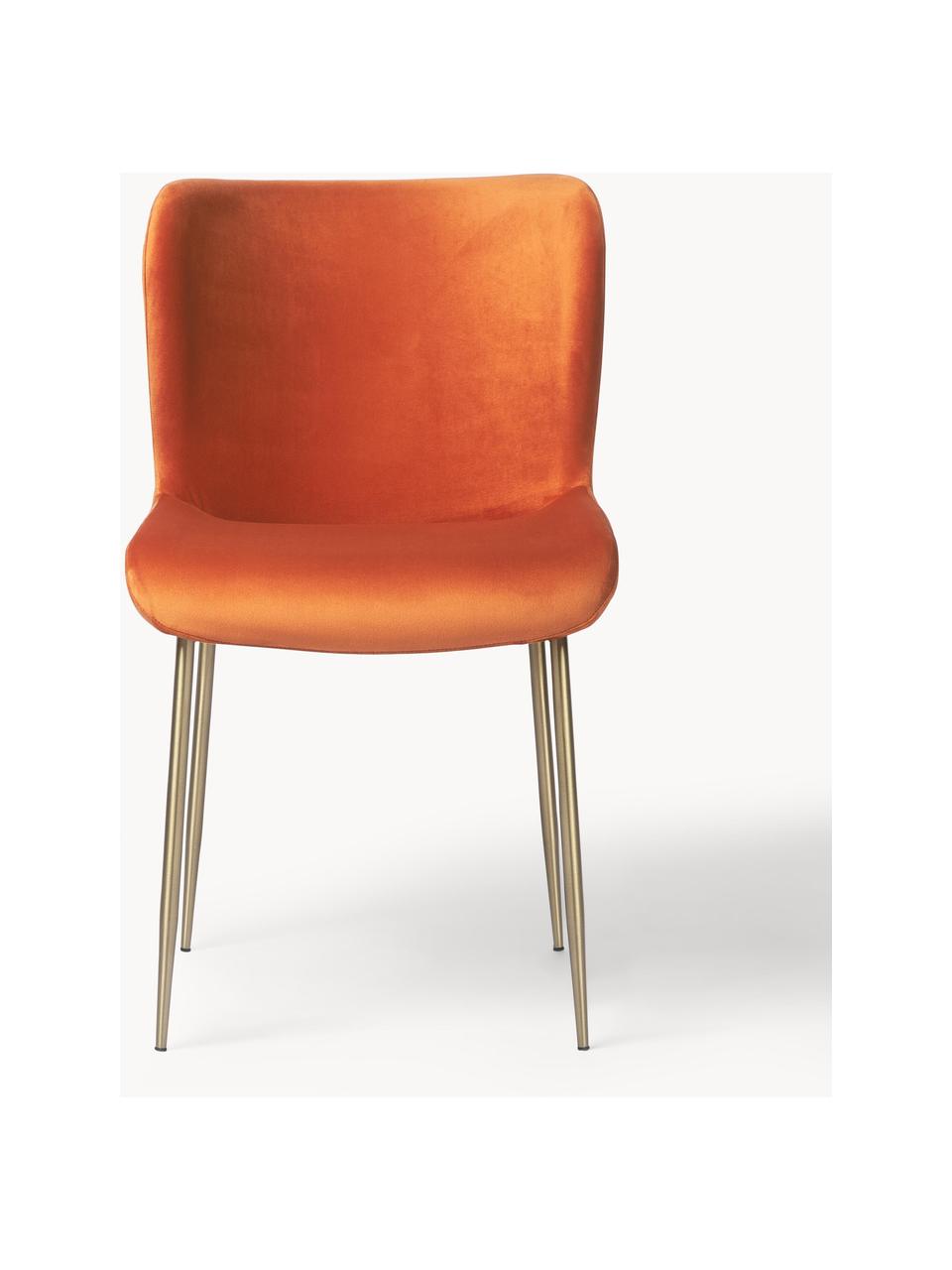 Sametová čalouněná židle Tess, Oranžová, zlatá, Š 49 cm, H 64 cm