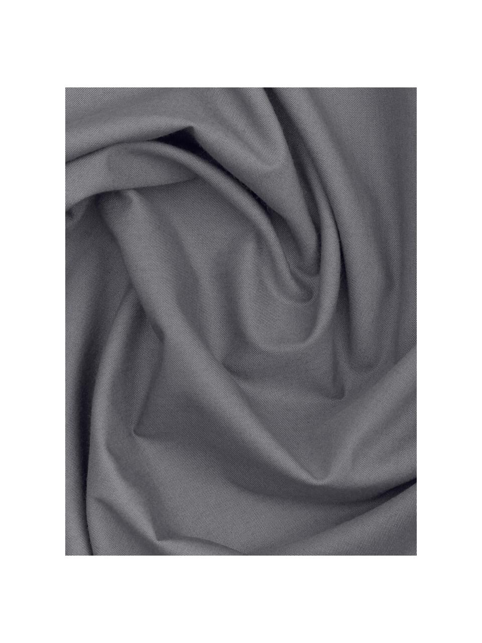 Taies d'oreiller en percale gris foncé Elsie, 2 pièces, 65 x 65 cm, Gris foncé, larg. 65 x long. 65 cm