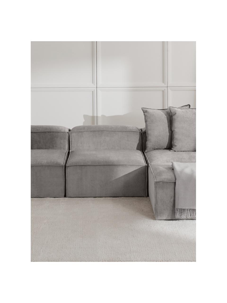 Mittelmodul Lennon aus Cord, Bezug: Cord (92% Polyester, 8% P, Gestell: Massives Kiefernholz, FSC, Füße: Kunststoff Die Füße befin, Cord Grau, B 89 x T 119 cm