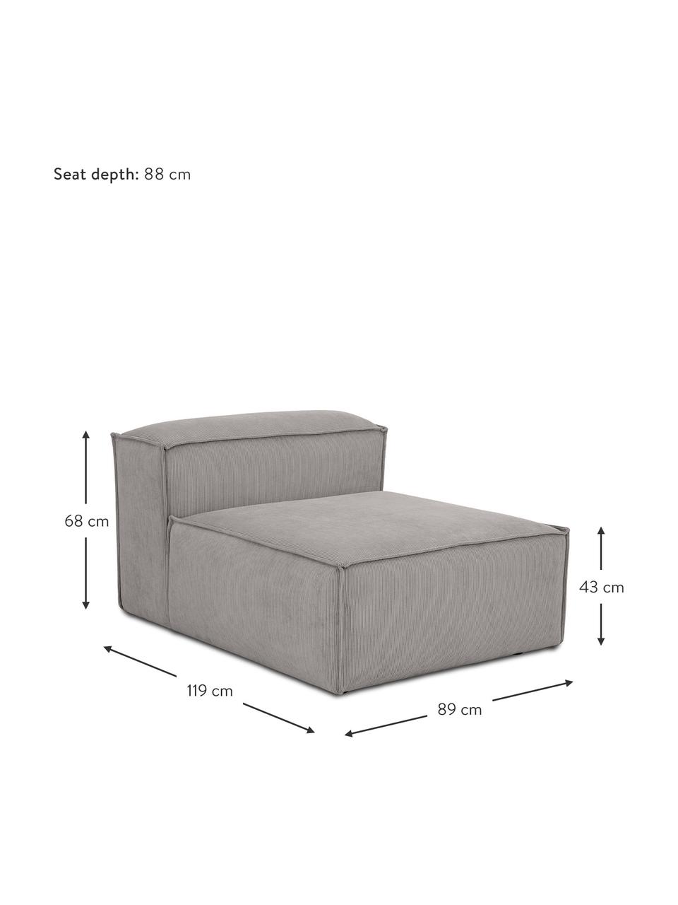Chauffeuse modulable en velours côtelé Lennon, Velours côtelé gris clair, larg. 89 x prof. 119 cm