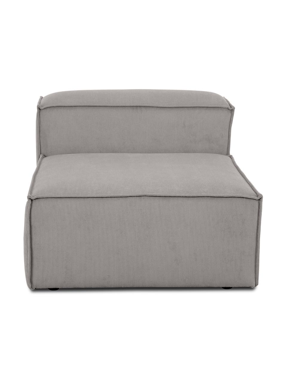 Modulo centrale in velluto a coste Lennon, Rivestimento: velluto a coste (92% poli, Struttura: legno di pino massiccio, , Piedini: plastica I piedini si tro, Velluto a coste grigio, Larg. 89 x Prof. 119 cm