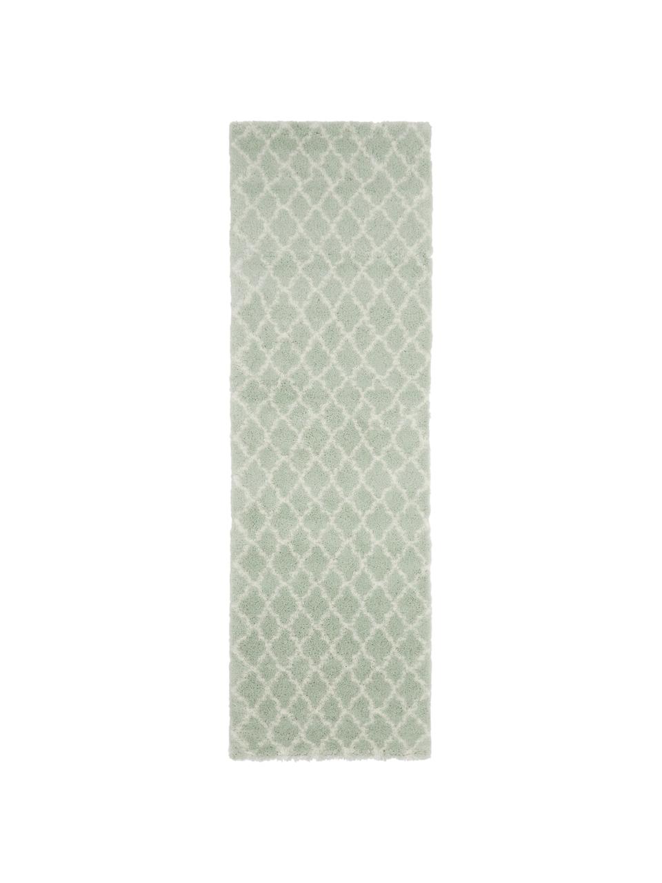 Hochflor-Läufer Mona in Mintgrün/Creme, Flor: 100% Polypropylen, Mintgrün, Cremeweiss, 80 x 250 cm