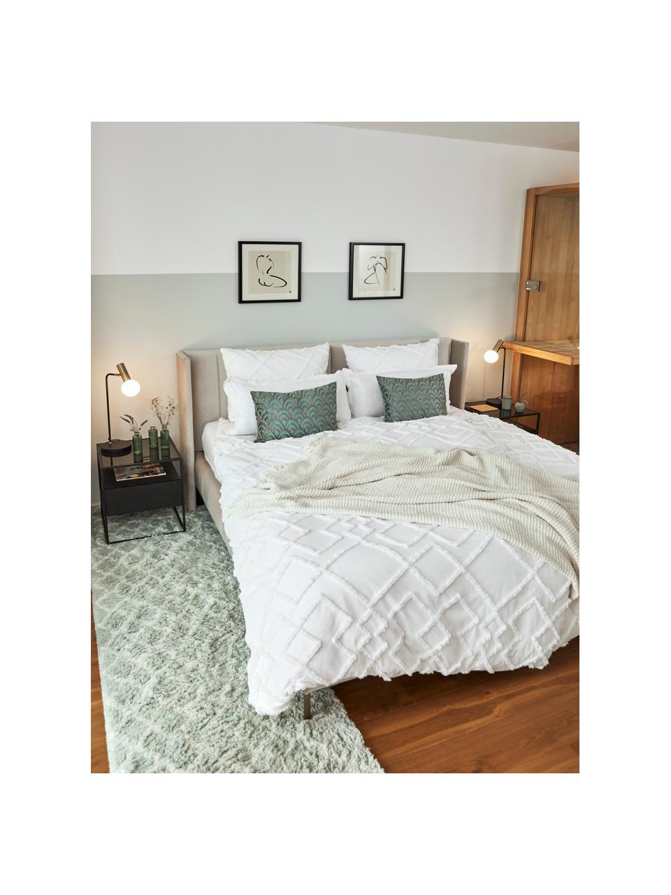 Hochflor-Läufer Mona in Mintgrün/Creme, Flor: 100% Polypropylen, Mintgrün, Cremeweiß, 80 x 250 cm