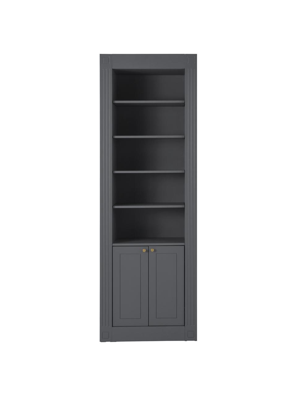 Libreria grigia Single, Pannello di fibra a media densità (MDF), truciolare, rivestito, Legno, grigio verniciato, Larg. 80 x Alt. 235 cm