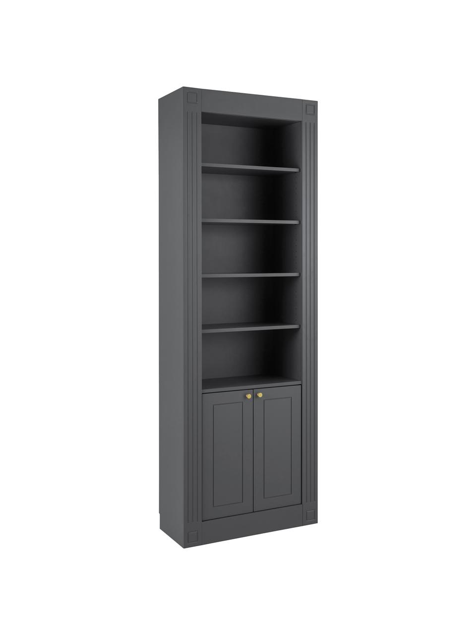 Libreria grigia Single, Pannello di fibra a media densità (MDF), truciolare, rivestito, Legno, grigio verniciato, Larg. 80 x Alt. 235 cm