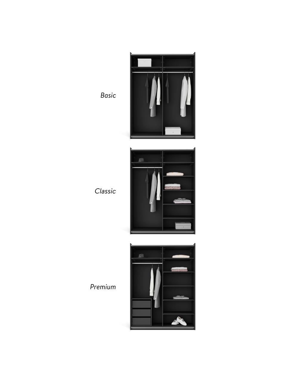 Armoire modulaire à portes coulissantes Simone, largeur 150 cm, plusieurs variantes, Aspect bois de noyer, noir, Basic Interior, hauteur 200 cm