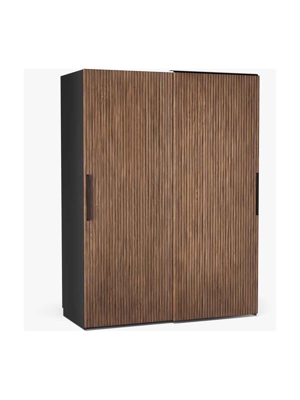 Modulárna šatníková skriňa s posuvnými dverami Simone, šírka 150 cm, niekoľko variantov, Vzhľad orechového dreva, čierna, Premium, Š 150 x V 236 cm