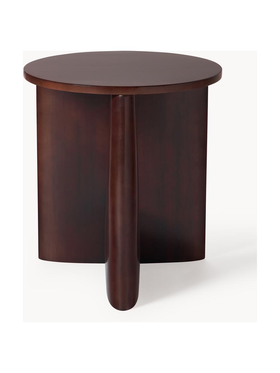 Mesa auxiliar redonda de madera Miya, Madera de álamo pintada marrón oscuro, Ø 53 x Al 55 cm