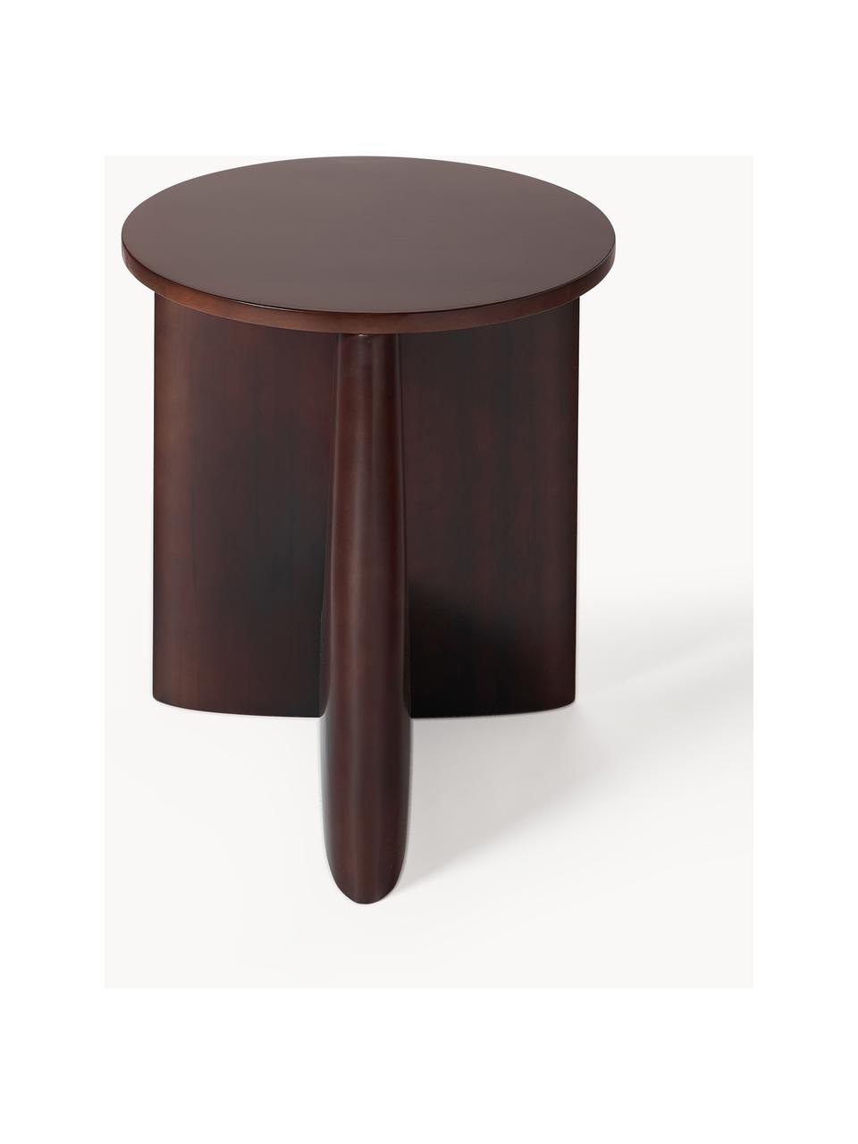 Tavolino rotondo in legno Miya, Legno di pioppo laccato marrone scuro, Ø 53 x Alt. 55 cm