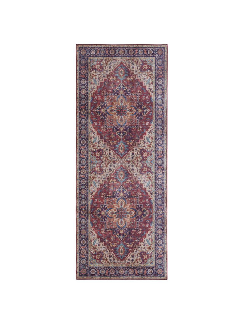 Tapis de couloir vintage Anthea, Prune, bleu