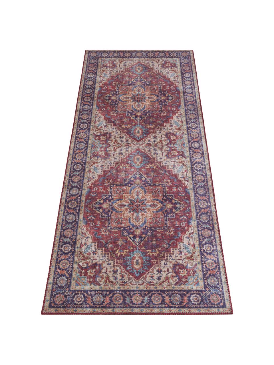 Tapis de couloir vintage Anthea, Prune, bleu