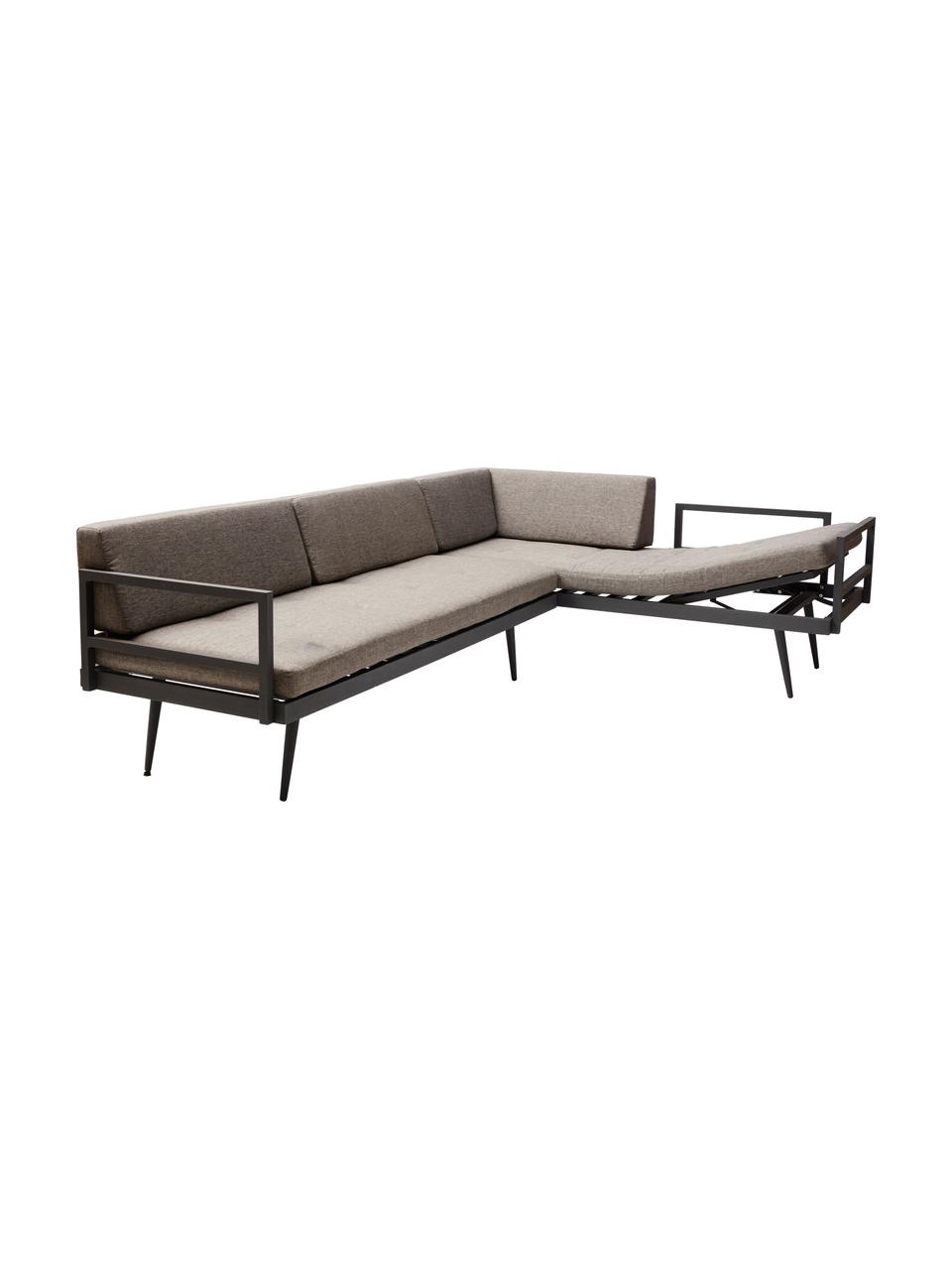 Modulares Gartensofa Rio, Gestell: Aluminium, pulverbeschich, Bezug: Polyester mit Schaumfüllu, Braun, Anthrazit, 283 x 80 cm