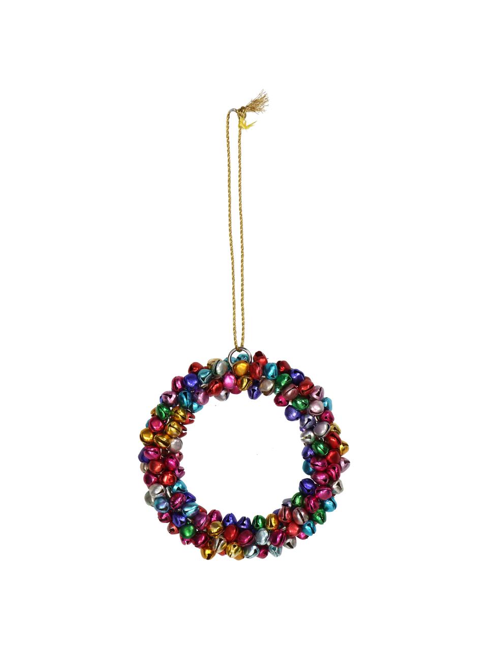 Décoration de sapin de Noël avec clochette Wreath, Métal, enduit, Multicolore, Ø 9 cm