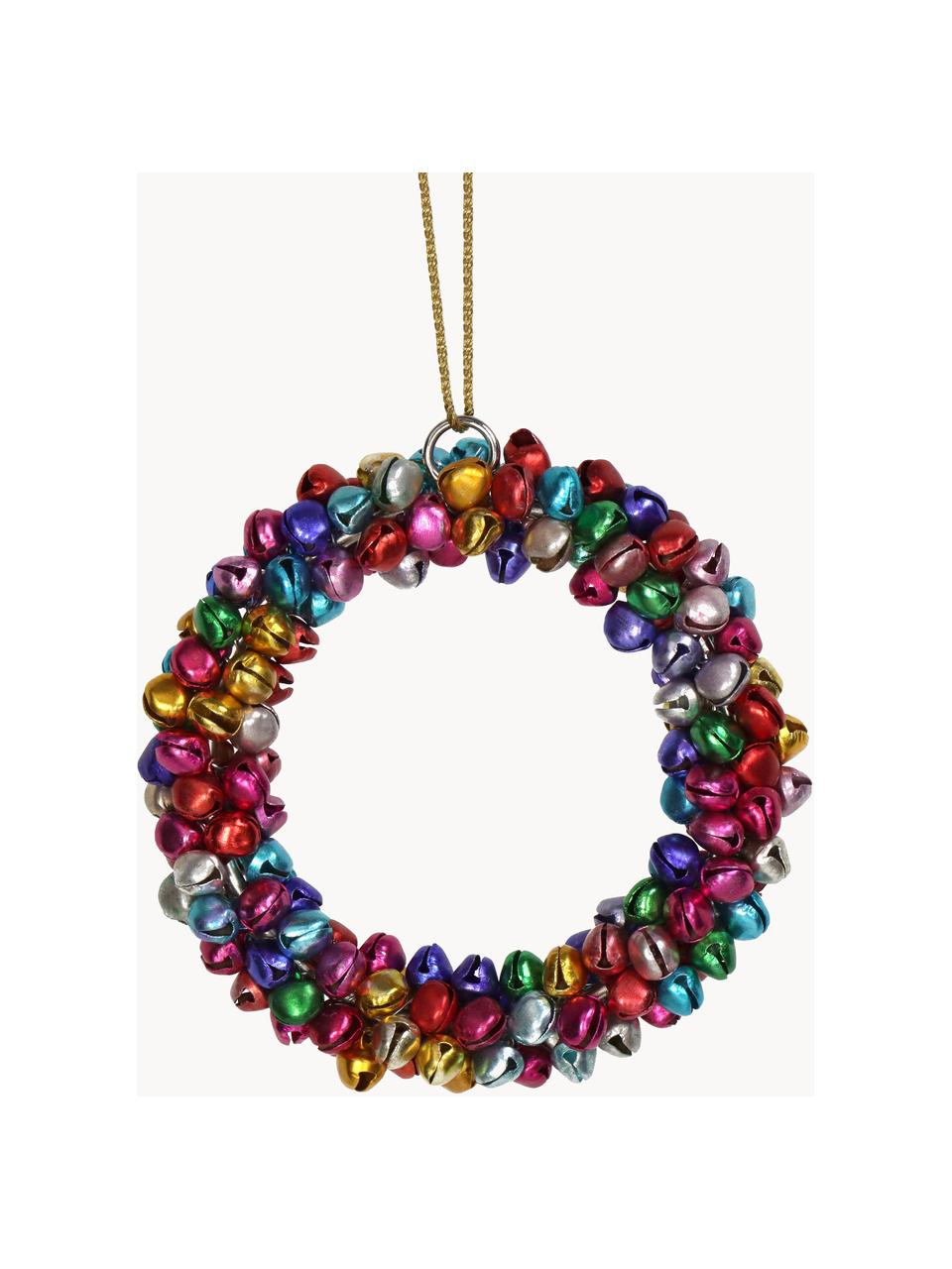 Décoration de sapin de Noël avec clochette Wreath, Métal, enduit, Multicolore, Ø 9 cm