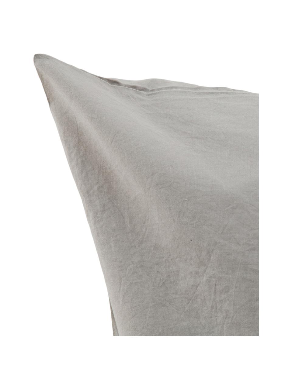 Parure copripiumino in cotone effetto stone washed Velle, Tessuto: cotone ranforce, Fronte e retro: grigio chiaro, 155 x 200 cm + 1 federa 50 x 80 cm