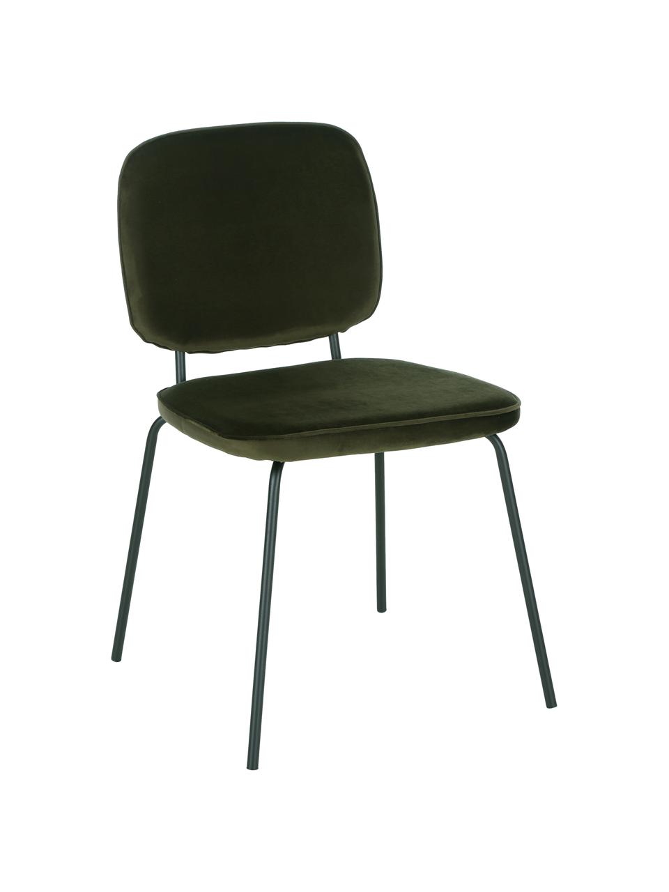 Chaise rembourrée en velours Jasper, 2 pièces, Vert foncé