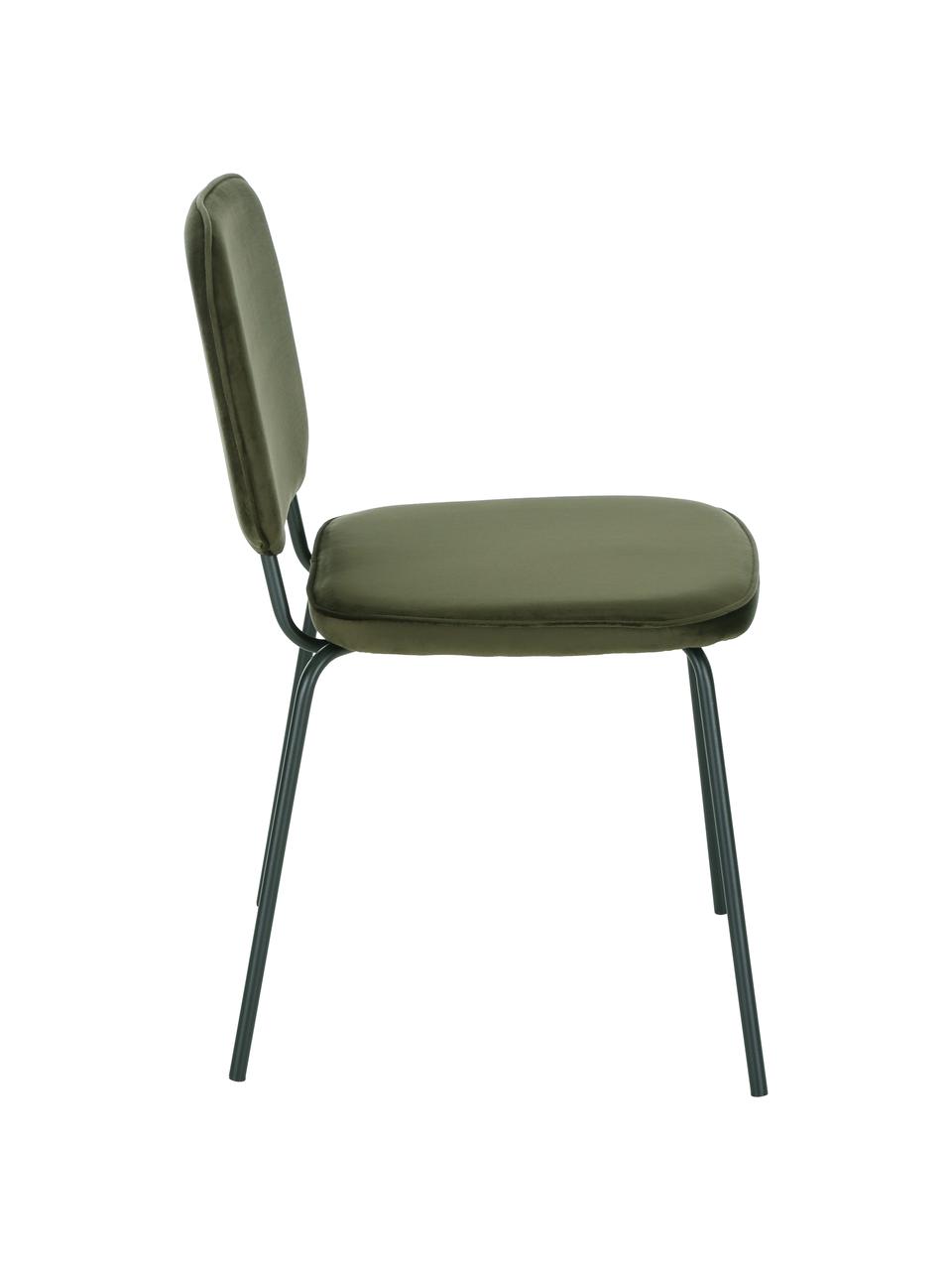 Sedia imbottita in velluto Jasper 2 pz, Rivestimento: velluto (copertura in pol, Gambe: metallo verniciato a polv, Verde scuro, Larg. 49 x Prof. 57 cm