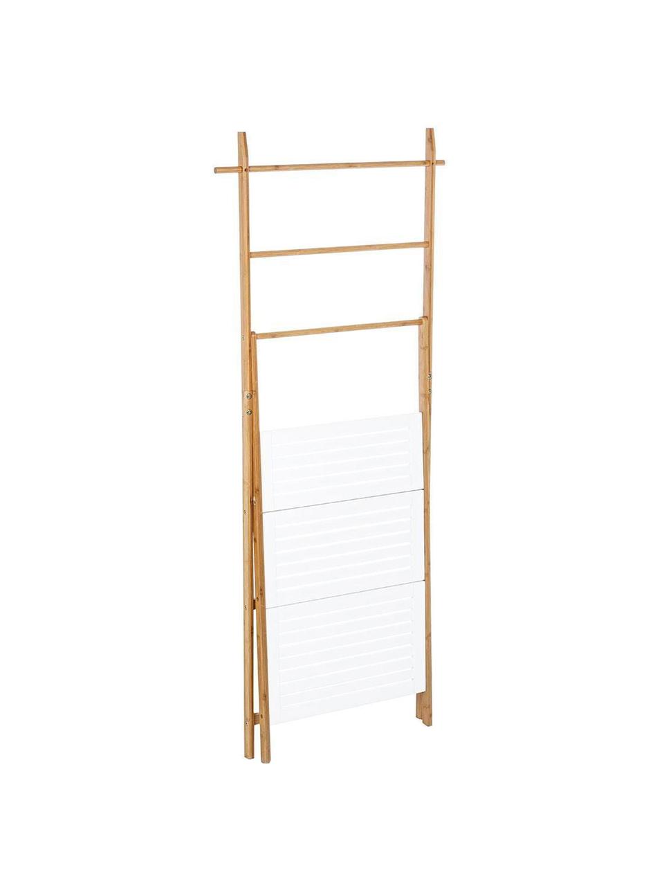 Estantería Audrey, Estructura: madera de bambú, Estantería: tablero de fibras de dens, Beige, blanco, An 53 x L 152 cm