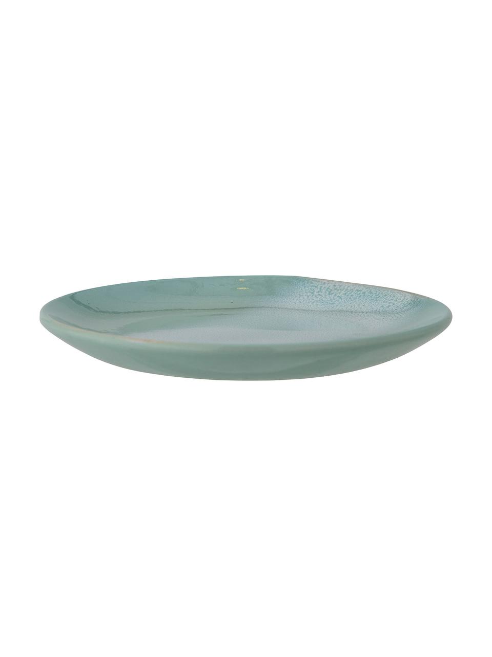 Ručně vyrobený snídaňový talíř s reaktivní glazurou Safie, 4 ks, Kamenina, Odstíny zelené, Ø 15 cm