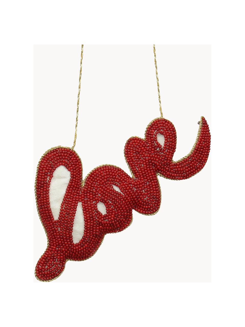 Kerstboomhanger Love B 16 cm, Rood, goudkleurig, B 16 x H 8 cm