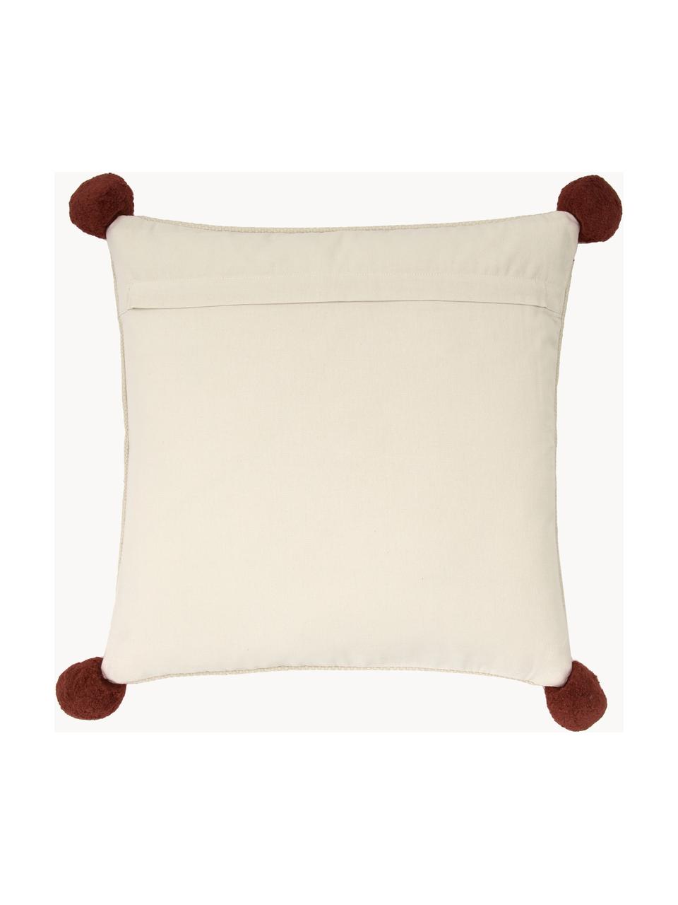 Housse de coussin Gabriel, 100 % coton, Beige clair, rouge, vert foncé, larg. 45 x long. 45 cm