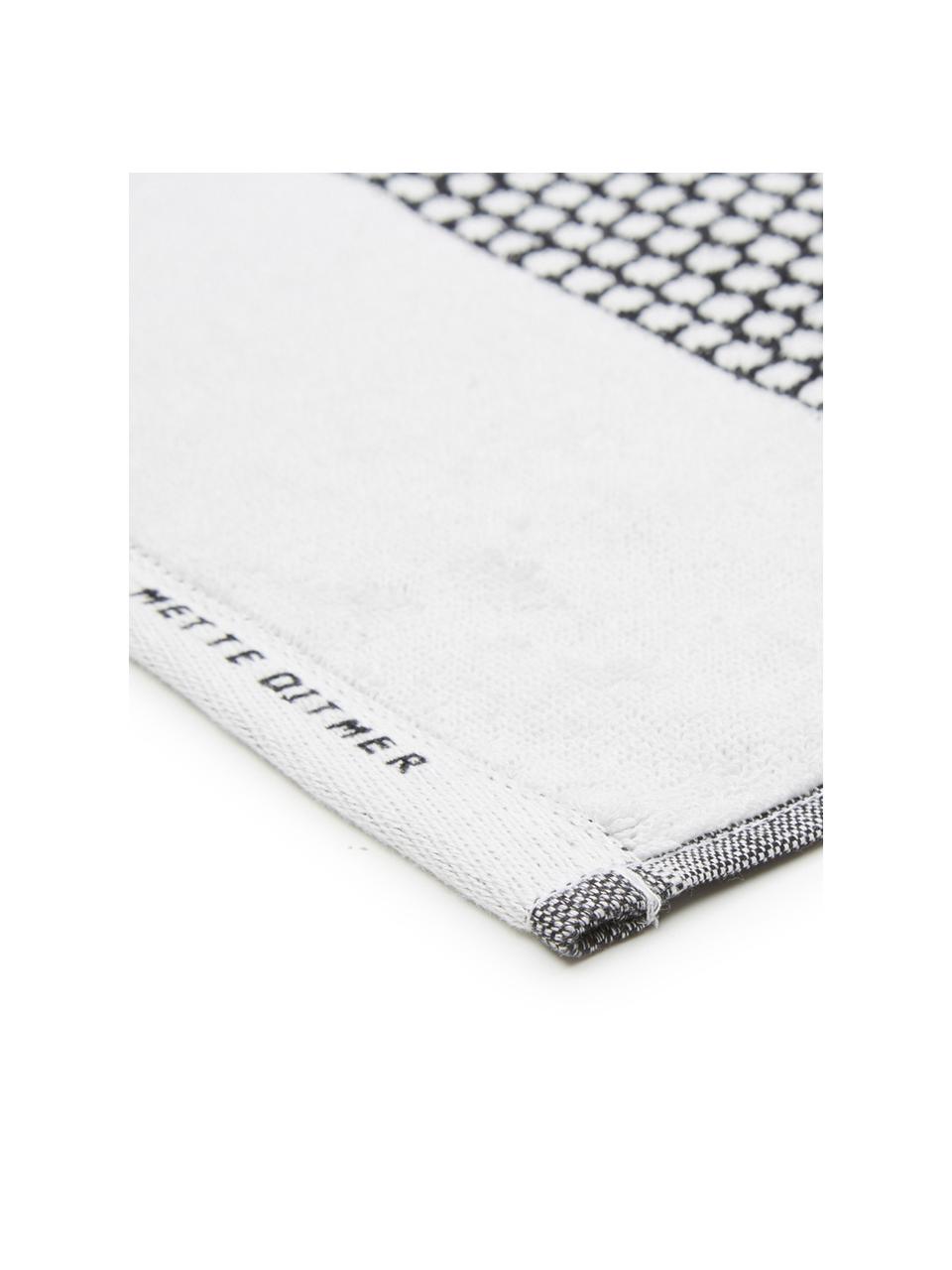 Gestippelde handdoek Grid, verschillende formaten, Zwart, wit, Douchehanddoek, B 70 x L 140 cm