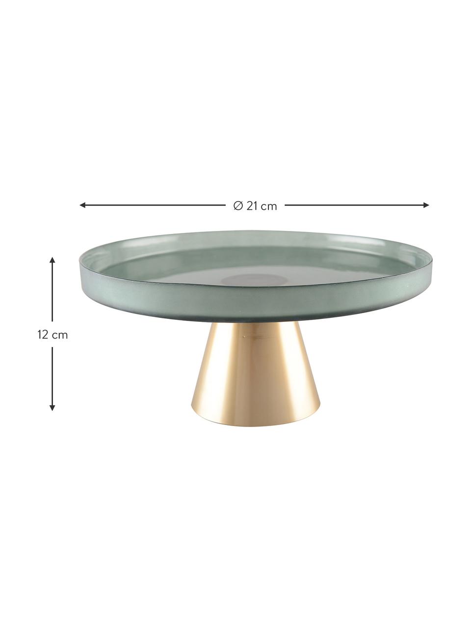 Plat à gâteau en verre Salba, différentes tailles, Verre, Vert, couleur dorée, Ø 21 x haut. 12 cm