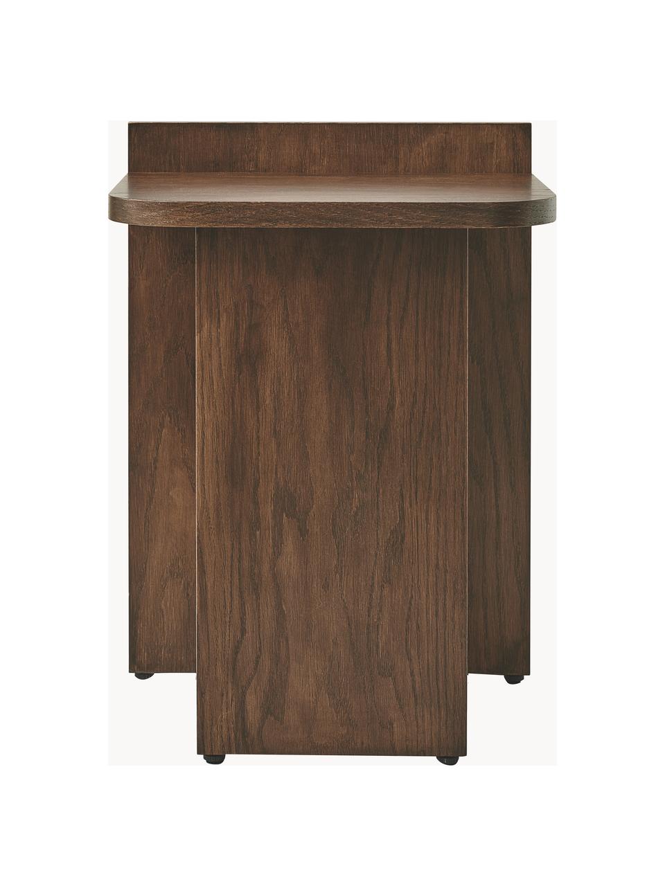 Stolik pomocniczy z drewna dębowego Ismo, Drewno dębowe, Drewno dębowe lakierowane na ciemno, S 40 x W 56 cm