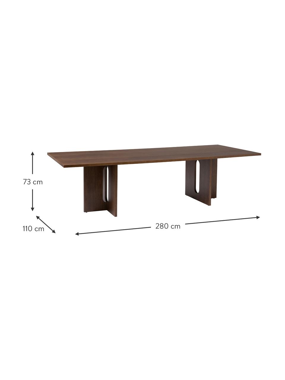 Mesa de comedor en roble oscuro Androgyne, tamaños diferentes, Tablero de fibras de densidad media (MDF) con chapado de roble, Madera barnizada oscura, An 210 x F 110 cm